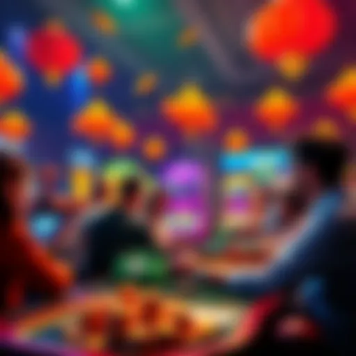 A vibrant online casino scene featuring players engaging in multiplayer games with social bonuses and free coins.