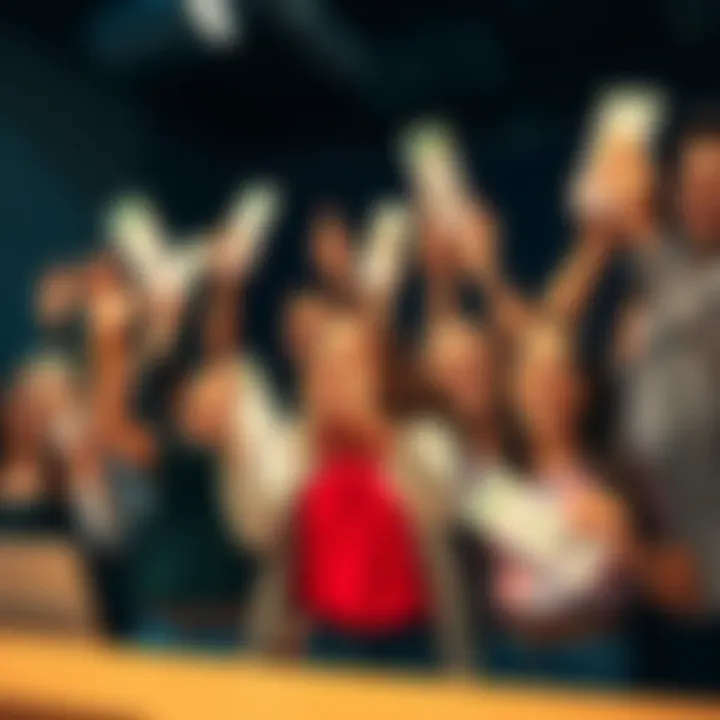 A group of excited people celebrating the success of Day 2 of the MY Ladder Challenge with cheers and smiles, holding up winning tickets.