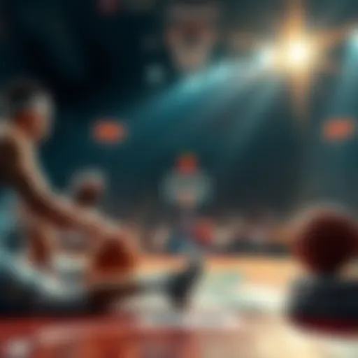 Basketball players and betting odds on a table during NBA playoffs