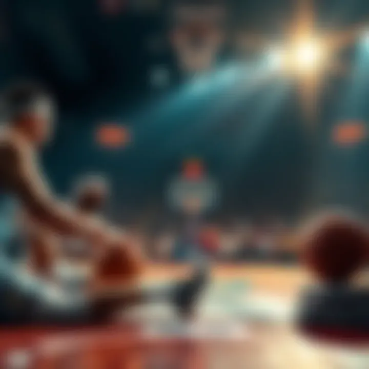 Basketball players and betting odds on a table during NBA playoffs