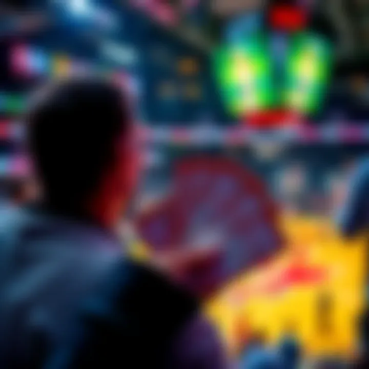 A fan holding NBA tickets with a basketball game in the background