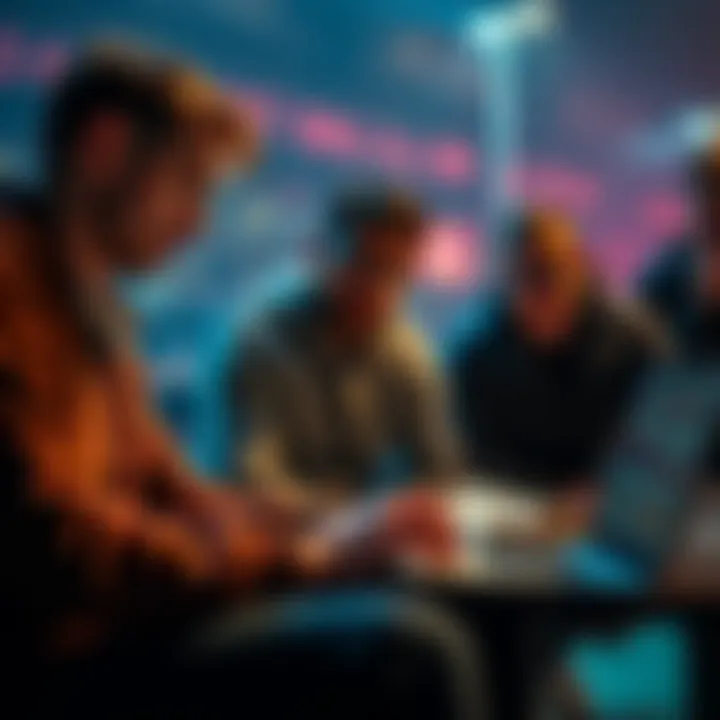 Basketball fans reviewing NBA statistics and strategies on a laptop