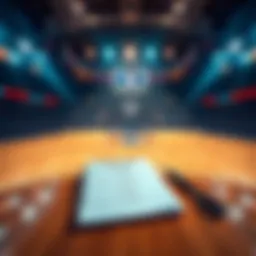 A basketball court with betting odds displayed and a notepad for strategies