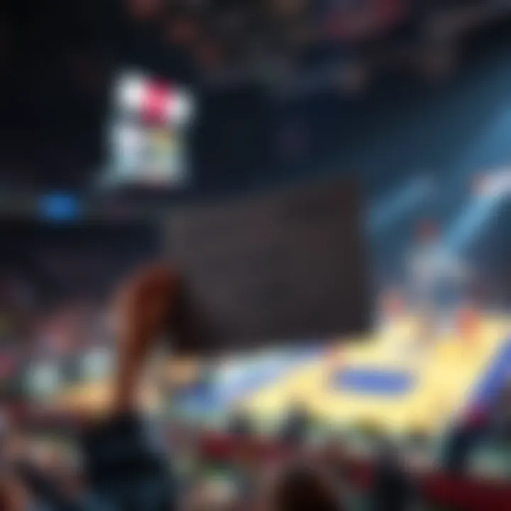 A person holding a sign expressing frustration with DraftKings while watching an NBA game featuring the Spurs and Knicks on TV.
