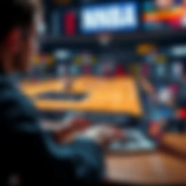 NBA Betting Opportunities A person analyzing NBA game statistics and betting odds on a laptop with basketball graphics in the background