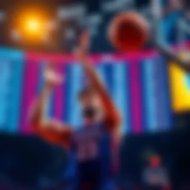 NBA Betting Strategies A basketball player shooting a ball while betting odds are displayed in the background