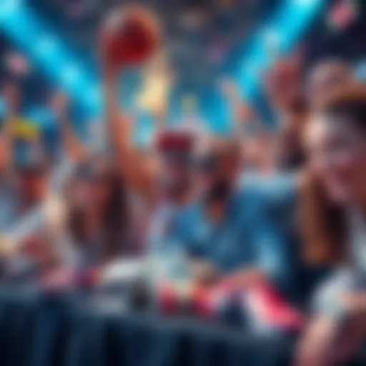 Fans celebrating their winning NBA bets with cash and basketball gear