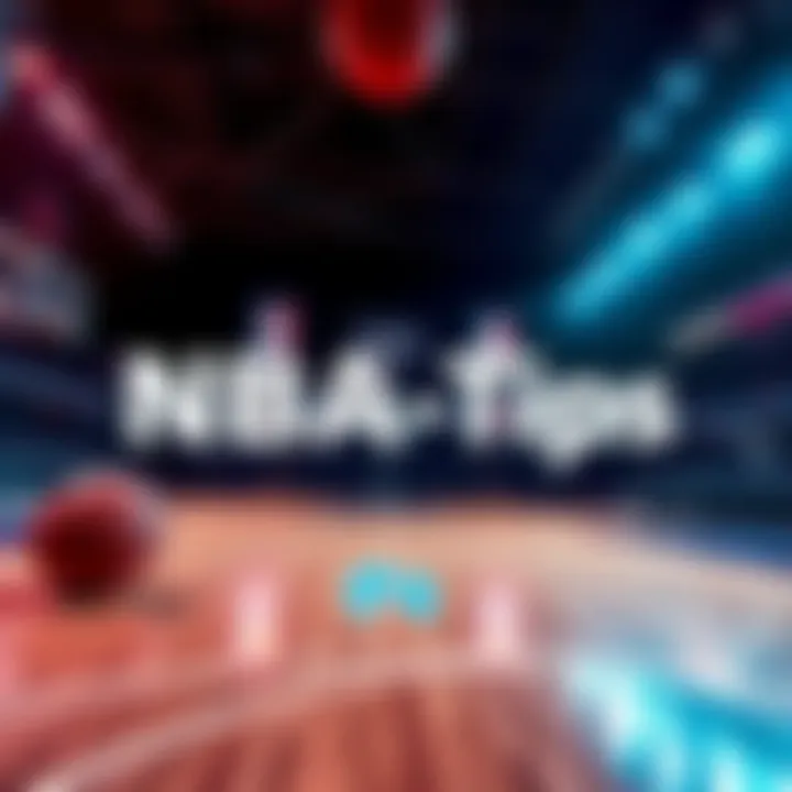 Basketball court with betting options and NBA logos