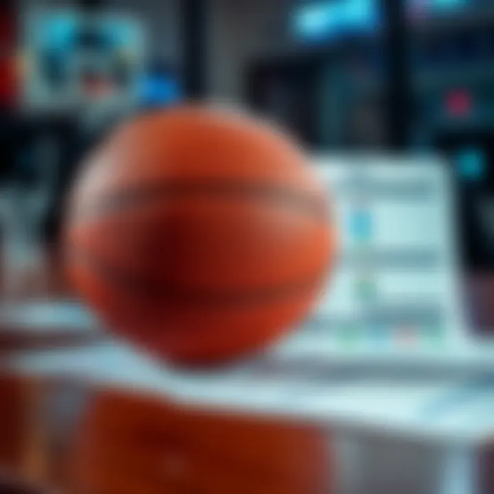 A basketball with betting tip sheets and a game schedule on a table