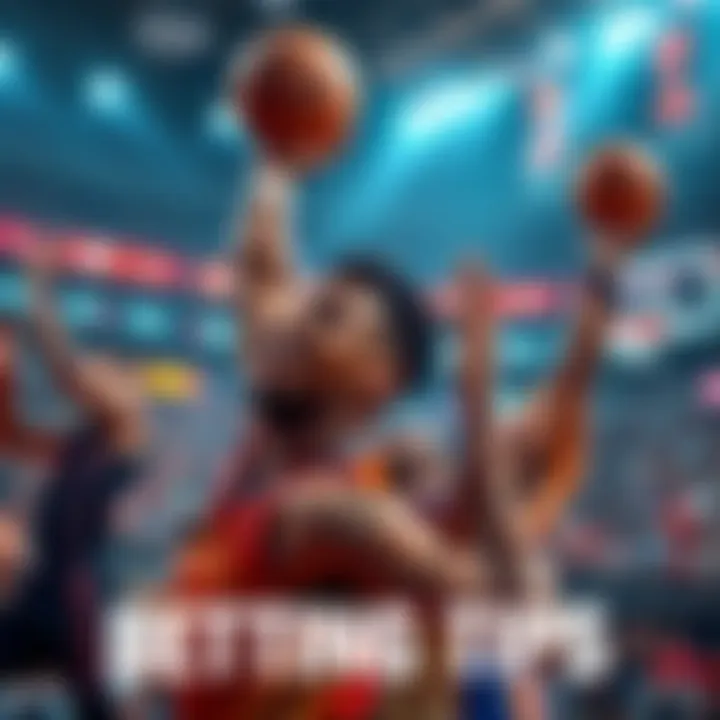 A basketball scene with players in action, showcasing excitement and strategy for betting on March 6, 2026 games