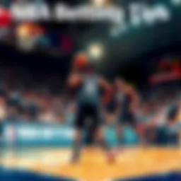 A basketball game in action with players competing and fans cheering in the background, representing NBA betting strategies.