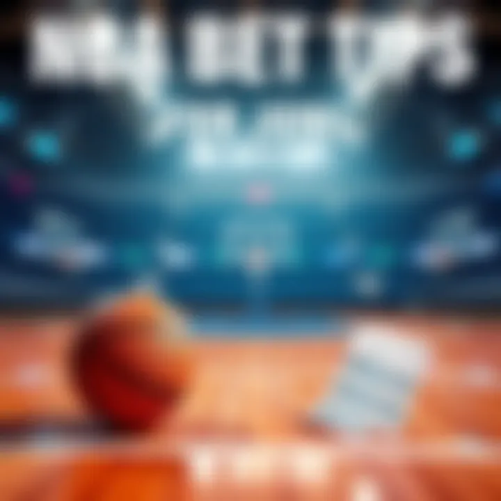 A basketball court with a ball and betting slips on the side, symbolizing NBA betting insights for June 1, 2026.