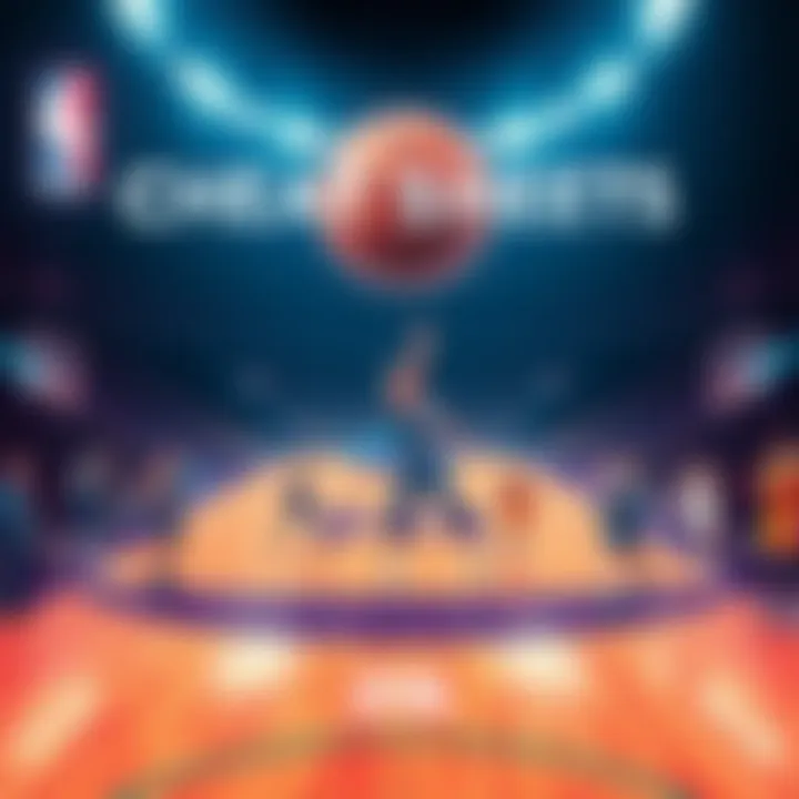 Cover illustration showing basketball statistics and analysis for players and teams