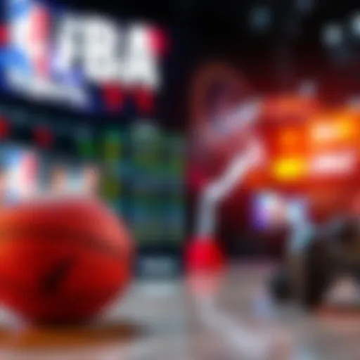 A graphic showing betting odds for NBA and Esports with images of basketball and gaming elements.