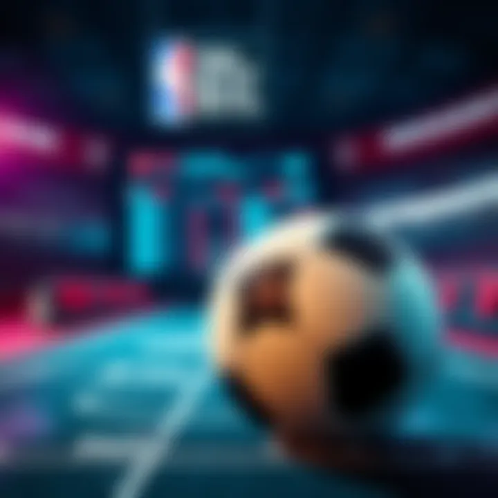 A basketball and a soccer ball on a sports betting table with odds displayed