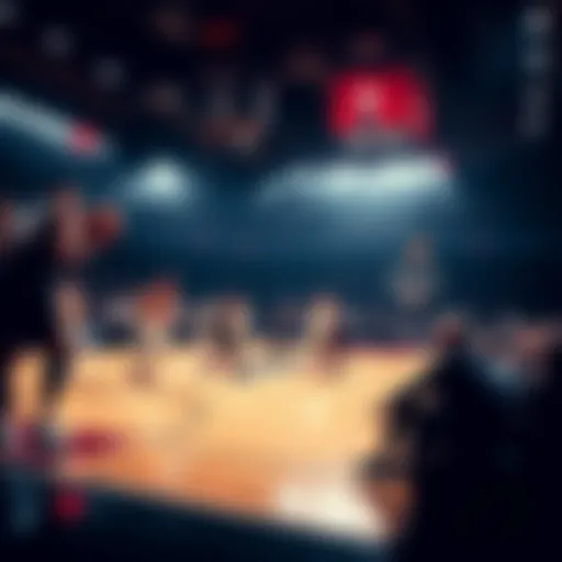 Basketball players on the court during an NBA game, showcasing action and excitement.