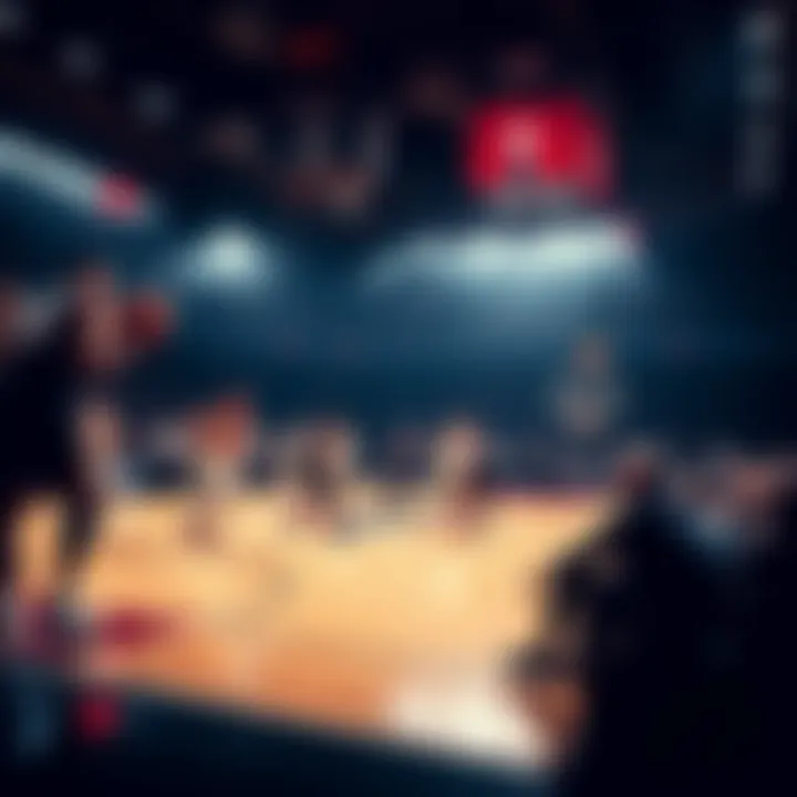 Basketball players on the court during an NBA game, showcasing action and excitement.