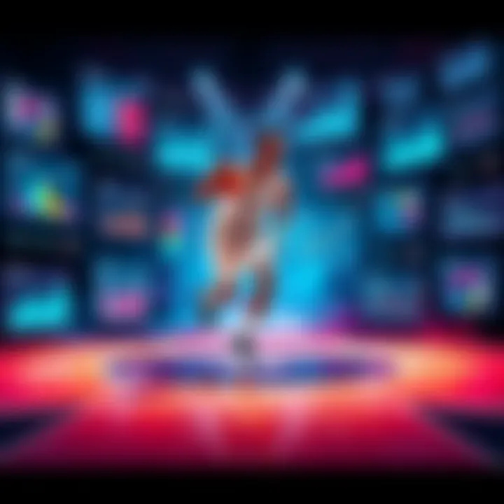 A basketball player dribbling the ball on the court surrounded by stats graphics and charts.