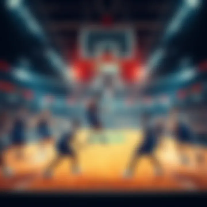 Basketball court with players in action during an NBA game