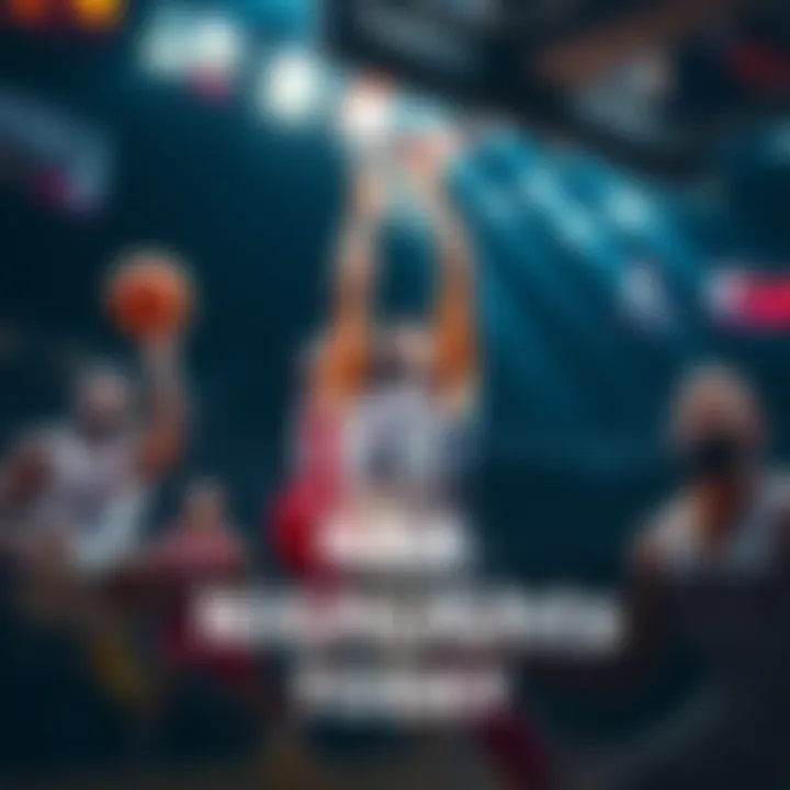 Basketball players in action during a game, showcasing team performances and scoring