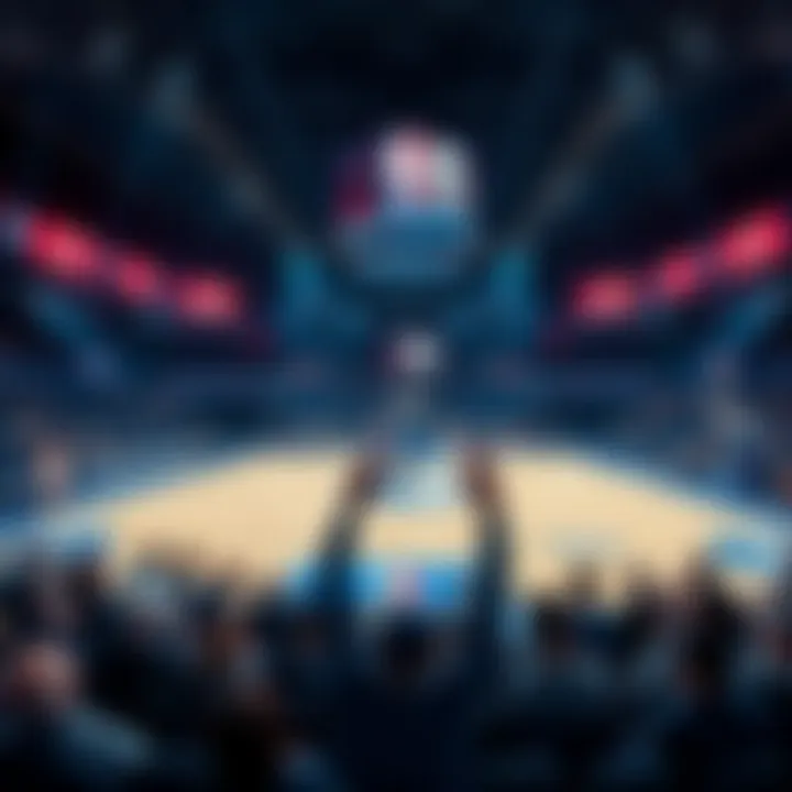 Basketball court with teams hoping for the top draft pick in the NBA Lottery 2026.