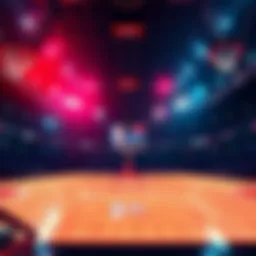 A basketball court with betting odds displayed, showing excitement for NBA player bets on May 15, 2026