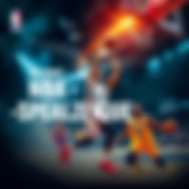 Basketball players competing during a game with dynamic plays and intense moments