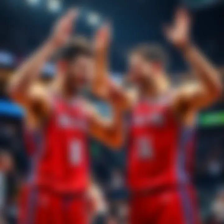 Luka Dončić and Nikola Jokić celebrating successful bets after a game.