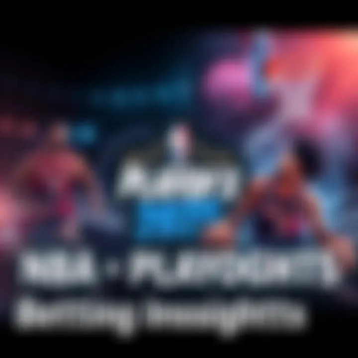 A graphic featuring NBA playoff teams and betting odds with basketball imagery