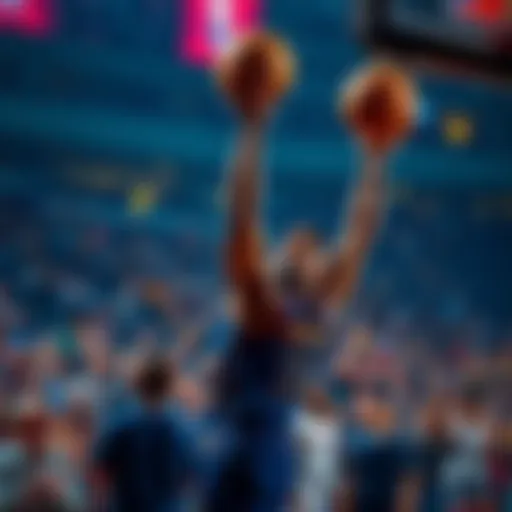 A basketball player making a shot while fans cheer in the background, symbolizing NBA prop betting tips.