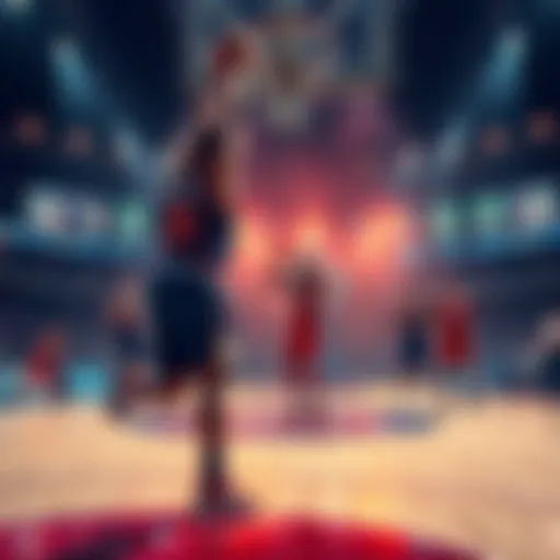 Basketball players showcasing skills and statistics on a court during a game in 2025