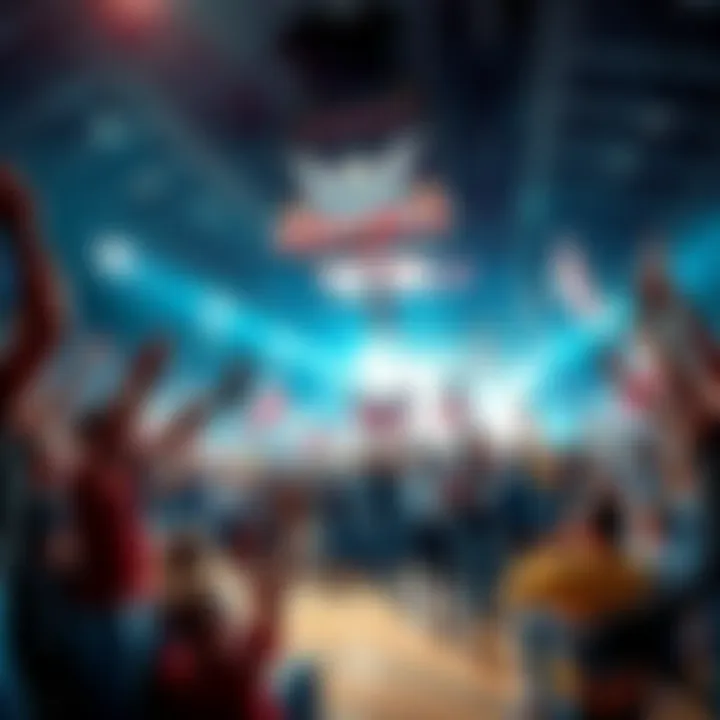 Fans celebrating a surprising NBA victory with cheers and banners