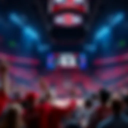 Fans cheering for NC State with a scoreboard showing +9.5 points