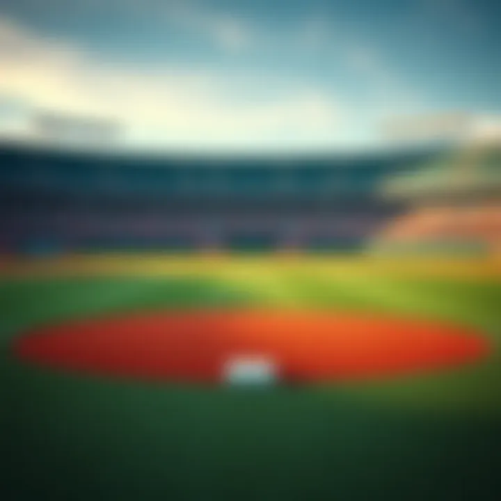 A baseball field ready for the NCAA College Baseball Opening Day with bases and pitcher mound visible