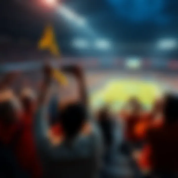 Fans cheering in the stands during an NCAA football game