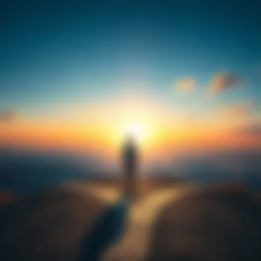 New Chance for Success A person standing at a crossroads with a hopeful expression, looking towards a bright horizon symbolizing new opportunities.