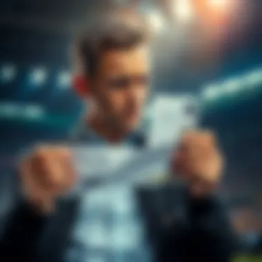 New bettor sharing experience A new bettor looks frustrated while holding a betting slip, reflecting on a bad betting experience