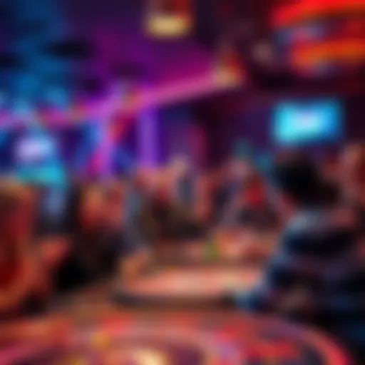 A lively scene at a new club opening with players excitedly participating in a freeroll game