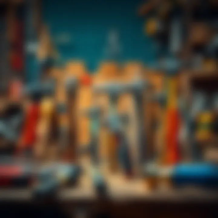 A variety of innovative hammers displayed on a workbench, showcasing modern designs and features for craftsmen and DIY enthusiasts.