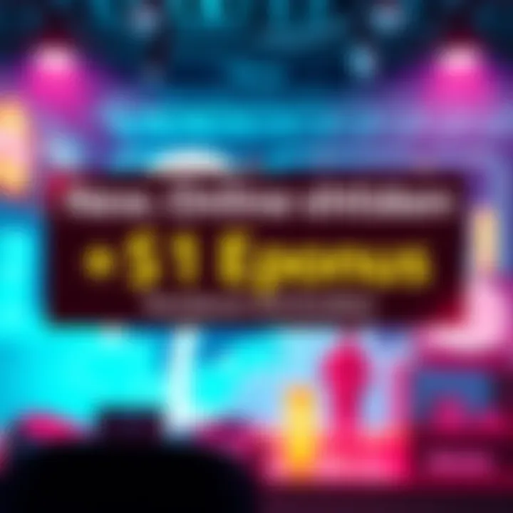 A vibrant banner showcasing a $1 signup bonus and daily deals for a new online service.