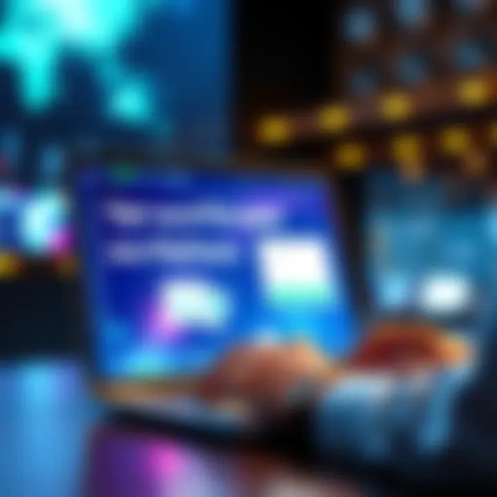 A person using a laptop to sign up for a new platform with a bright interface