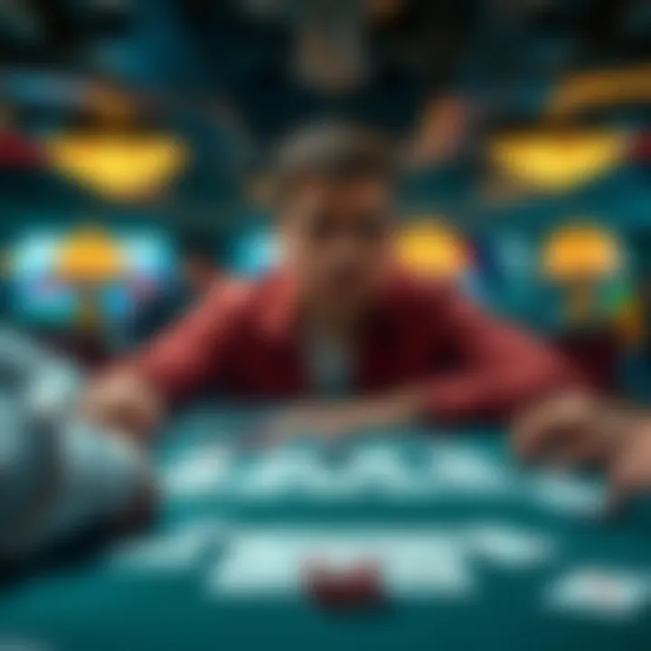 A newcomer at a poker table looks puzzled after losing a hand in Omaha, surrounded by other players and cards spread on the table.