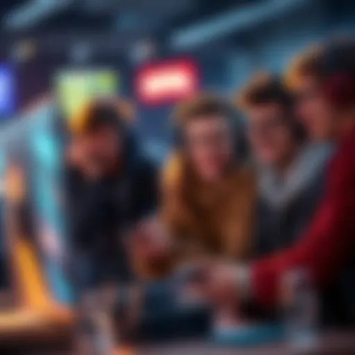 A group of new players discussing game strategies with enthusiasm