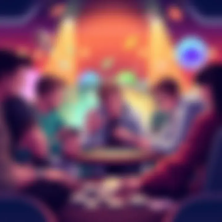 Tips for New Players Illustration showing a group of new players learning about the games and strategies at Stake, with cards and game visuals around them.