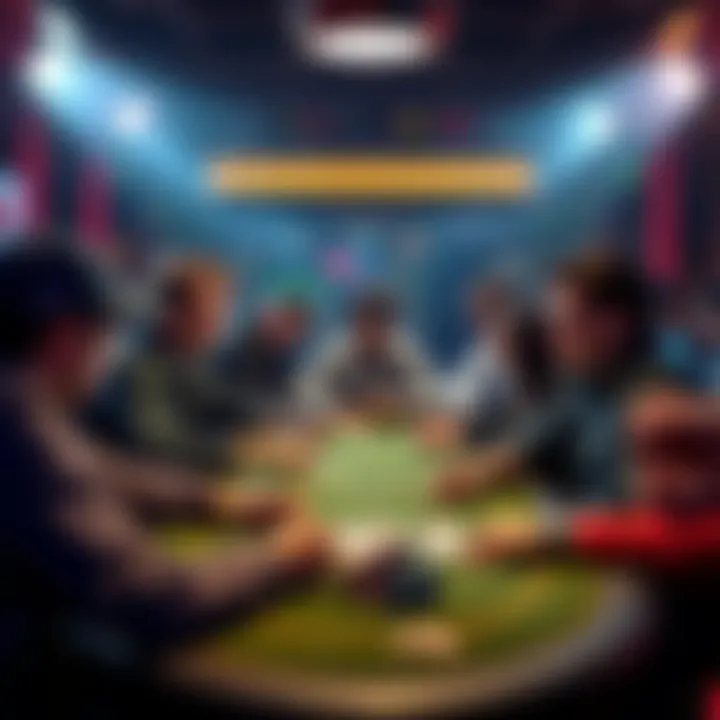 A group of new poker players sitting at a table, studying their hands and discussing strategies to improve their game.