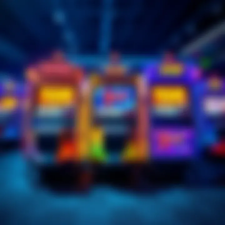 A display of colorful slot machines showing three bonus icons, highlighting their different functions.