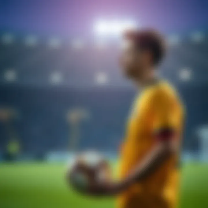 New Soccer Player Reflecting A beginner soccer player looks thoughtful after a loss, wearing a jersey and holding a soccer ball on the field.