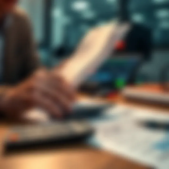 A person reviewing sports betting papers with a calculator and tax forms on a desk