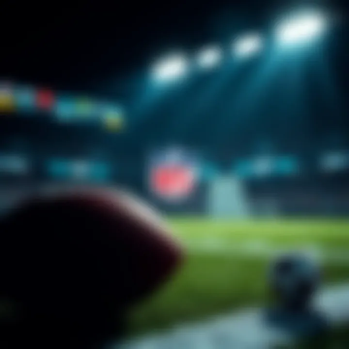 A graphic showing NFL betting odds and tips with football imagery