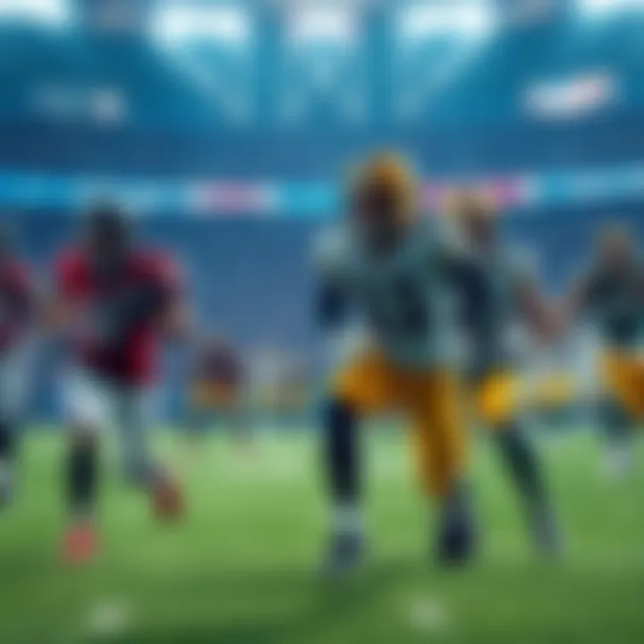 Players from the Falcons and Packers on the field during a football game